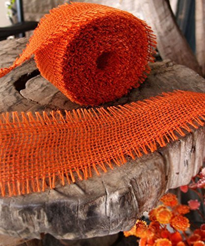 JUTE BURLAP RIBBON - ORANGE 2.5 INCH X 10 YARDS