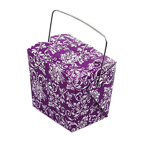 Mini Damask Print Pet Take-out Gift Favor Boxes, Pack of 12 (2.75" x 2" x 2.5", Purple/White)