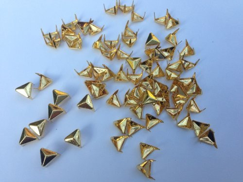 Pack of 100pcs 8MM GOLD Triangle Shape Metal Studs Punk Rock Rivets Spots Nailheads Fastners