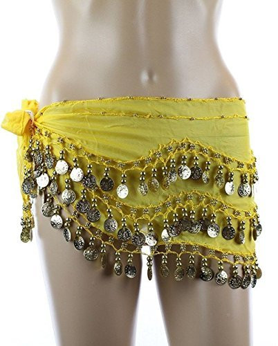 Plus Size Belly Dancing Hip Scarf - Yellow/Gold