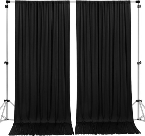 Black - IFR Polyester Backdrop Drapes Curtains Panels with Rod Pockets