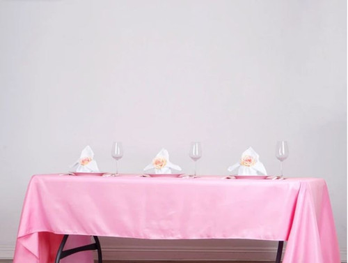  Pink 100% Polyester Rectangular Tablecloth 60 x 102"