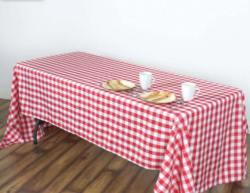 Red & White Checker 100% Polyester Rectangular Tablecloth 60" x 126"