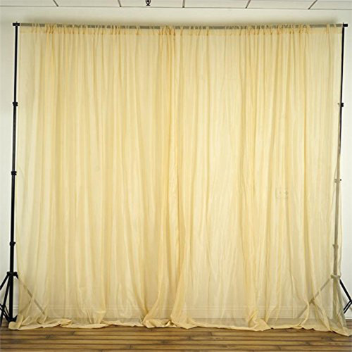Champagne -  120" Wide (10Ft Wide) Sheer Voile Drape Panels - Select from 6ft to 50ft Length