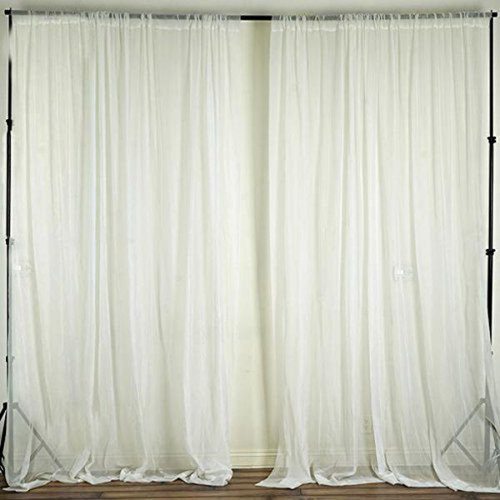 Ivory - 120" Wide (10Ft Wide) Sheer Voile Drape Panels - Select from 6ft to 50ft Length