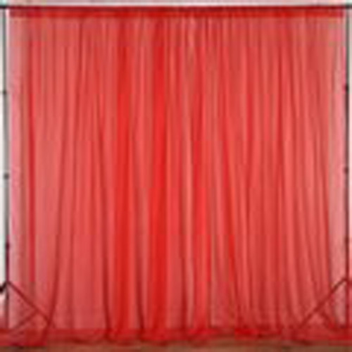 Red - 120" Wide (10Ft Wide) Sheer Voile Drape Panels - Select from 6ft to 50ft Length