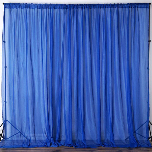 Royal Blue - 120" Wide (10Ft Wide) Sheer Voile Drape Panels - Select from 6ft to 50ft Length