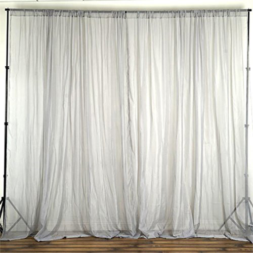 Silver -  120" Wide (10Ft Wide) Sheer Voile Drape Panels - Select from 6ft to 50ft Length