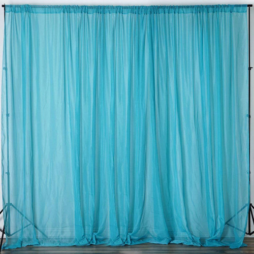 Turquoise - 120" Wide (10Ft Wide) Sheer Voile Drape Panels - Select from 6ft to 50ft Length