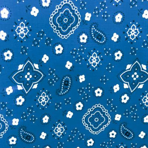 Royal Blue Paisley Bandana Poly Cotton Fabric