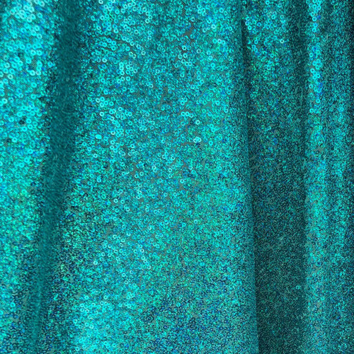  Mini Disc Glitz Sequin Nylon Mesh Fabric - Turquoise