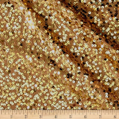 Rain Drop Sequin Taffeta Fabric - Gold