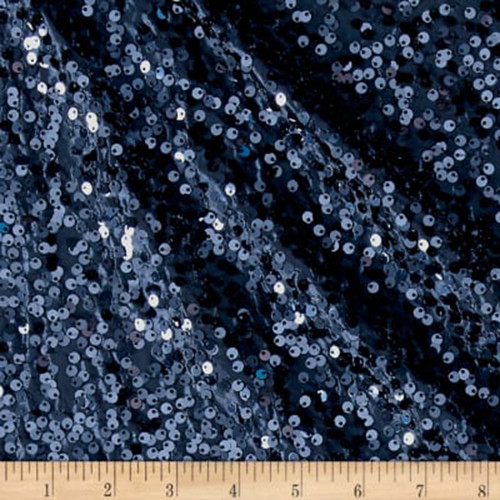 Rain Drop Sequin Taffeta Fabric - NavyBlue