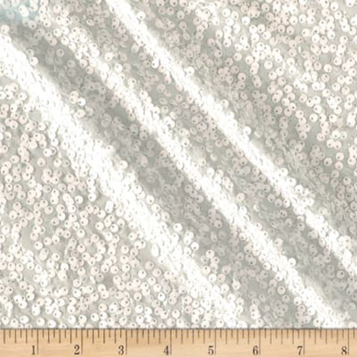Rain Drop Sequin Taffeta Fabric - White