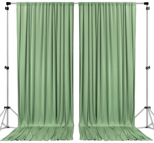 Sage Green - IFR Polyester Backdrop Drapes Curtains Panels with Rod Pockets