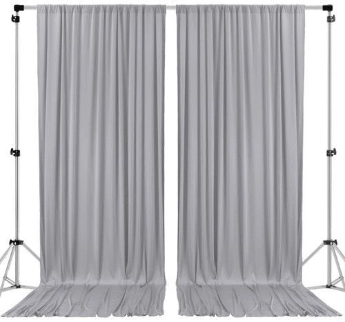 Silver - IFR Polyester Backdrop Drapes Curtains Panels with Rod Pockets