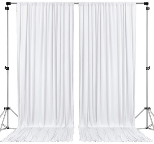 White - IFR Polyester Backdrop Drapes Curtains Panels with Rod Pockets