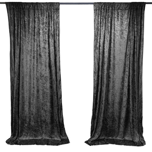 Black - Lush Panne Velvet Backdrop Drapes Curtains Panels with Rod Pockets