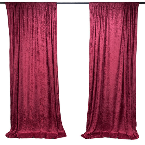 Burgundy - Lush Panne Velvet Backdrop Drapes Curtains Panels with Rod Pockets