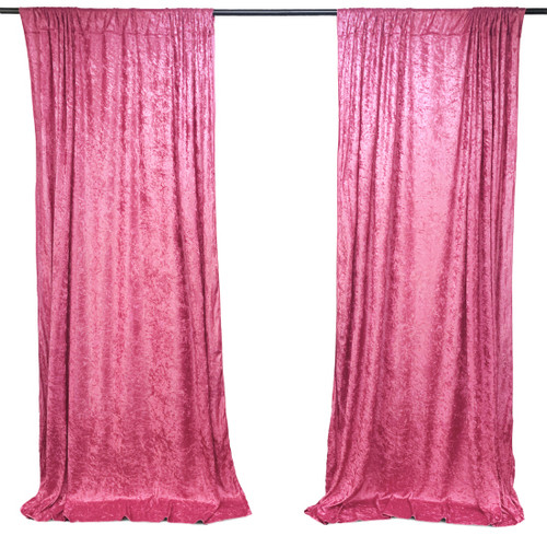 Fuchsia - Lush Panne Velvet Backdrop Drapes Curtains Panels with Rod Pockets