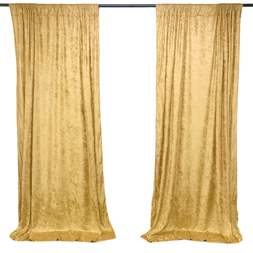 Gold - Lush Panne Velvet Backdrop Drapes Curtains Panels with Rod Pockets