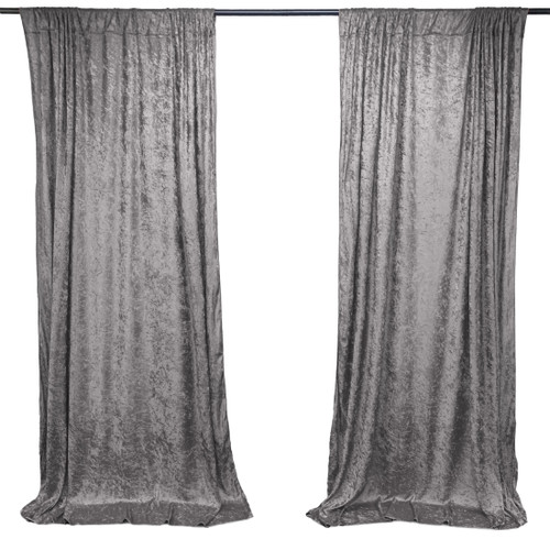 Gray - Lush Panne Velvet Backdrop Drapes Curtains Panels with Rod Pockets
