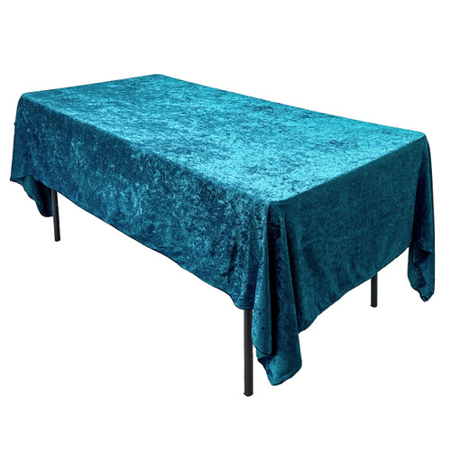 AK TRADING CO. Lush Panne Velvet Tablecloth - 60 x 102 Inch Rectangular Table Cover | Great for Buffet Table, Parties, Holiday Dinner, Wedding & Baby Shower - Teal Blue 