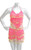 2-piece Sexy Belly Dancing Coin Hip Scarf and Coin Top Set - Hot Pink with Gold Coins