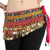 AK-Trading Belly Dancing Velvet Hip Scarf With Gemstones And Gold Coins (Fuchsia)