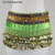 AK-Trading Belly Dancing Velvet Hip Scarf With Gemstones And Gold Coins (Green)