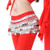 AK-Trading Multi-Row 258 Silver Coins Velvet Belly Dance Hip Scarf - Red