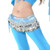 AK-Trading Multi-Row 258 Silver Coins Velvet Belly Dance Hip Scarf - Turquoise