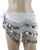 Belly Dance Hip Scarf, Belly Dancing Skirt Coin Sash Costume with Silver Coins (White)