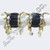 Belly Dancing Arm Cuffs Bracelet - BLACK/GOLD (PAIR)