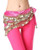 Belly Dancing Wavy Design Deluxe Velvet Hip Scarf - Fuchsia with Gold Coins #V280