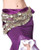Belly Dancing Wavy Design Deluxe Velvet Hip Scarf - Purple with Gold Coins #V280