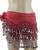 Chiffon Dangling Belly Dance Hip Scarf - Burgundy with Silver Coins