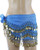 Chiffon Dangling Belly Dance Hip Scarf - Teal Blue with Gold Coins