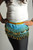 Kids Belly Dance Zumba Hip Scarf with Coins & Beads - Turquoise/Gold