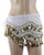 PEARL Belly Dance Hip Scarf, Hip Shakers Belly Dancing Skirt Coin Sash Costume with Gold Coins - White