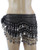 Plus Size XL Chiffon Belly Dance Hip Scarf Wrap Belt Tribal Sash Skirt Silver Coins - Black
