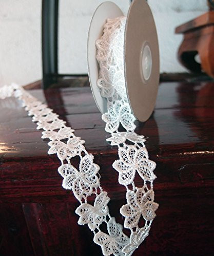 1" x 5 Yards Floral Lace Crochet Ribbon (White)