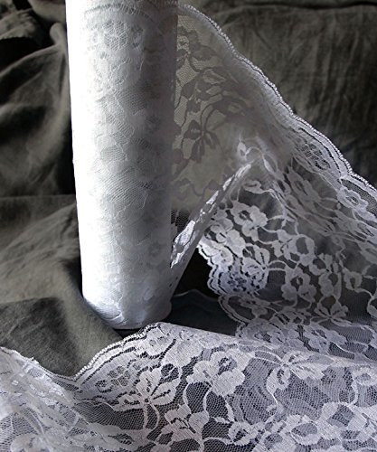 14" wide x 10 yards Floral Pattern Crochet Lace Ribbon for Decorating, Floral Designing and Crafts - Select from 3 Colors (White)