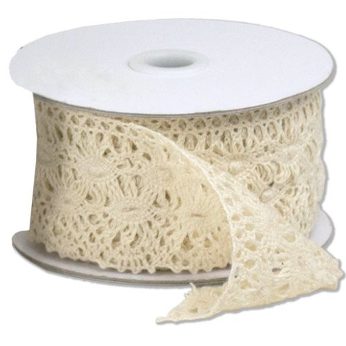 2 1/3" wide x 10 yards Ivory Floral Pattern Cotton Crochet Lace Ribbon for Decorating, Floral Designing and Crafts