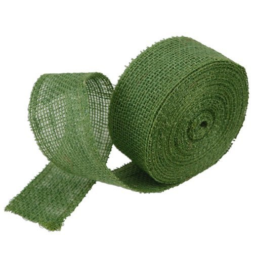 2 Inch Burlap Jute Ribbon for Party Decorations, Rustic Wedding Decor, Craft Projects - Green