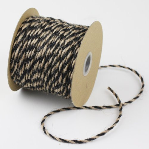 2.5mm x 50 Yards Decorative Two Tone Burlap Jute Rope Twine (Black)