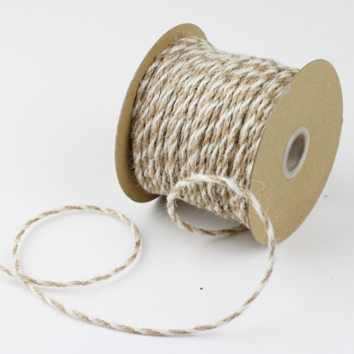 2.5mm x 50 Yards Decorative Two Tone Burlap Jute Rope Twine (Ivory)