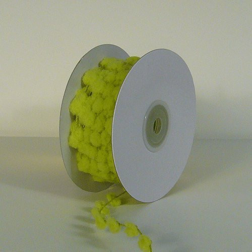25 Yards Fuzzy Pom Pom Wired Trim Ribbon Lace - Lime Green
