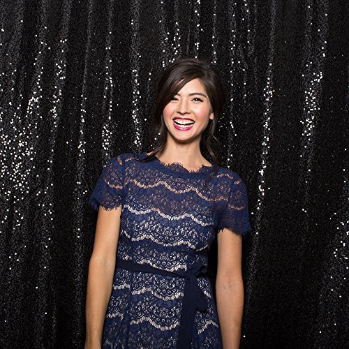 5ft x 6ft BLACK Sequin Taffeta Fabric Photography Backdrop, Sequin Photo Booth Backdrop - MADE IN USA.