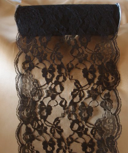 9" wide x 10 yards Floral Pattern Crochet Lace Ribbon for Decorating, Floral Designing and Crafts - Select from 3 Colors (Black)